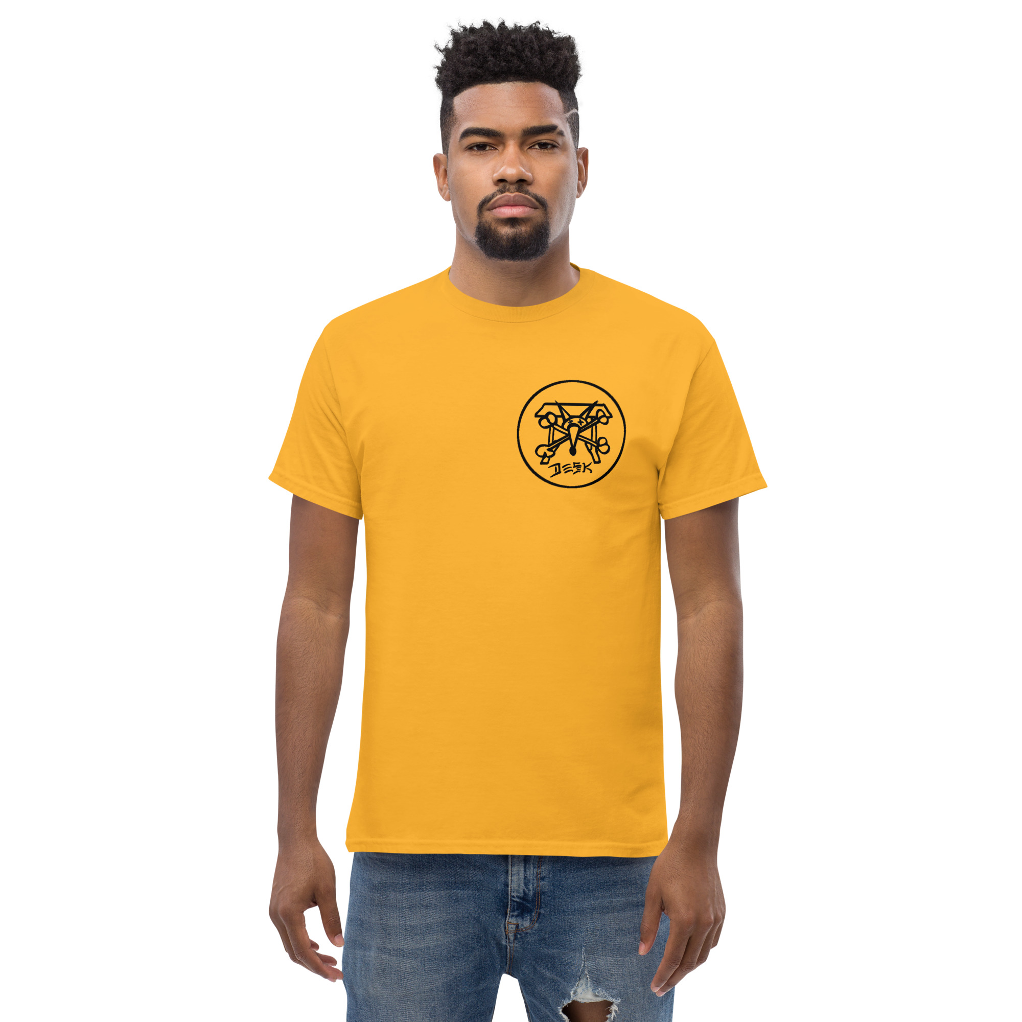 SDS men's gold classic desk bones skate tee
