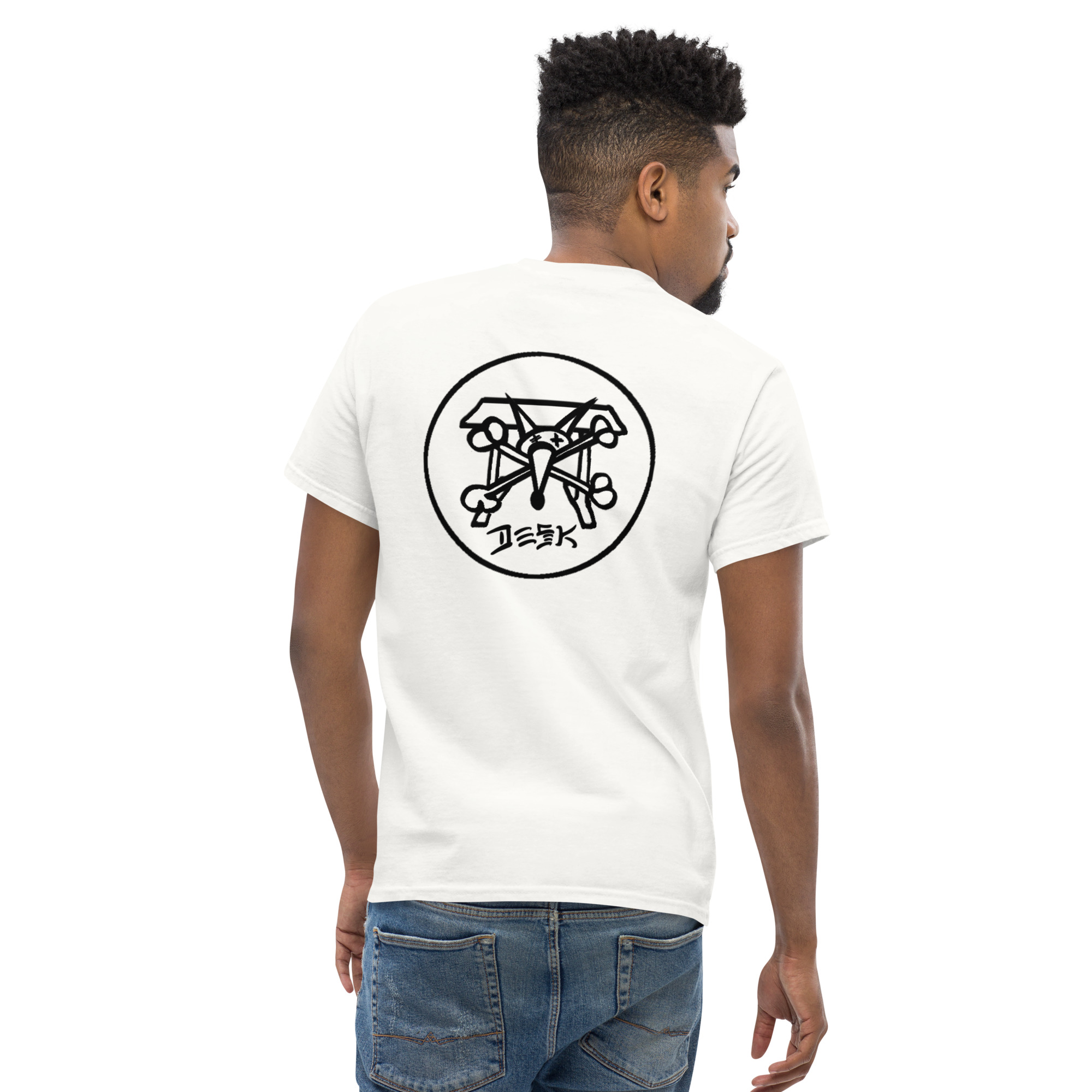 SDS men's white classic Desk Bones skate tee - Image 4