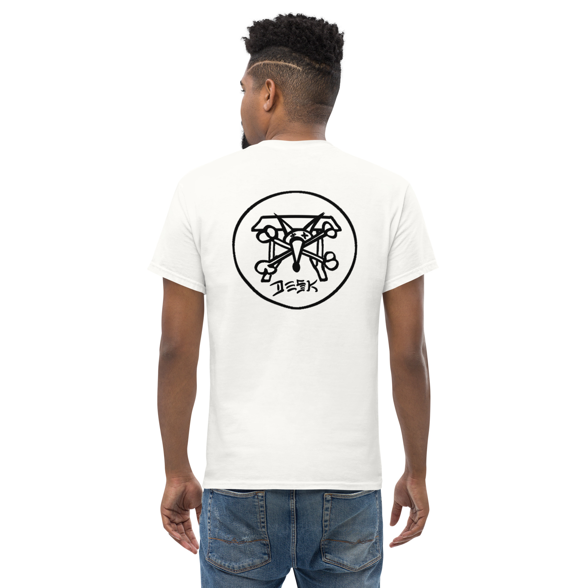 SDS men's white classic Desk Bones skate tee